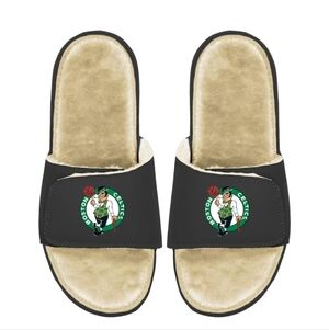 NWT Islide Mantra Boston Celtics black tan fur slide sandles men's 9 women's 10